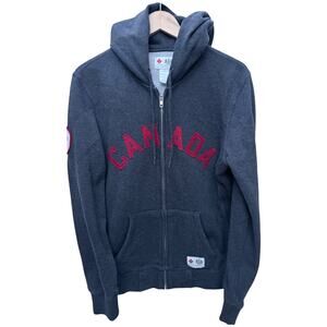Hudsons Bay Canada Olympics Hoodie Womens Large Gray Full Zip Sweatshirt